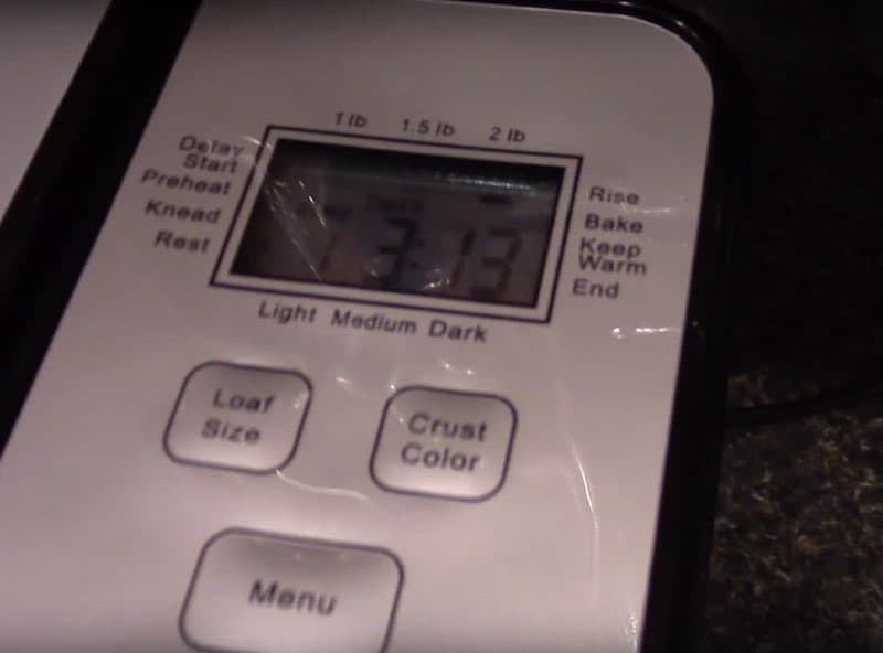 Close-up on bread-maker display