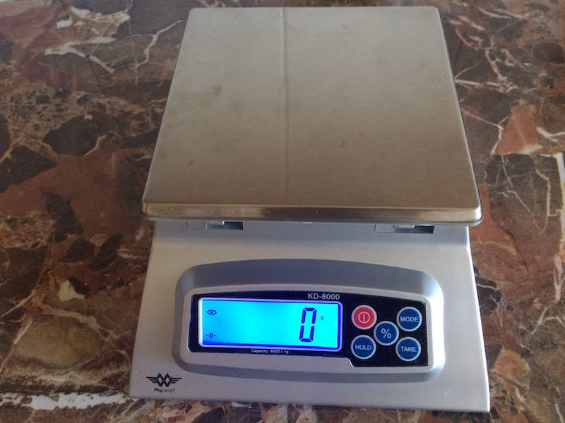 Kitchen scale on table