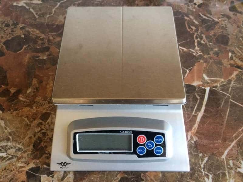 Kitchen scale on table