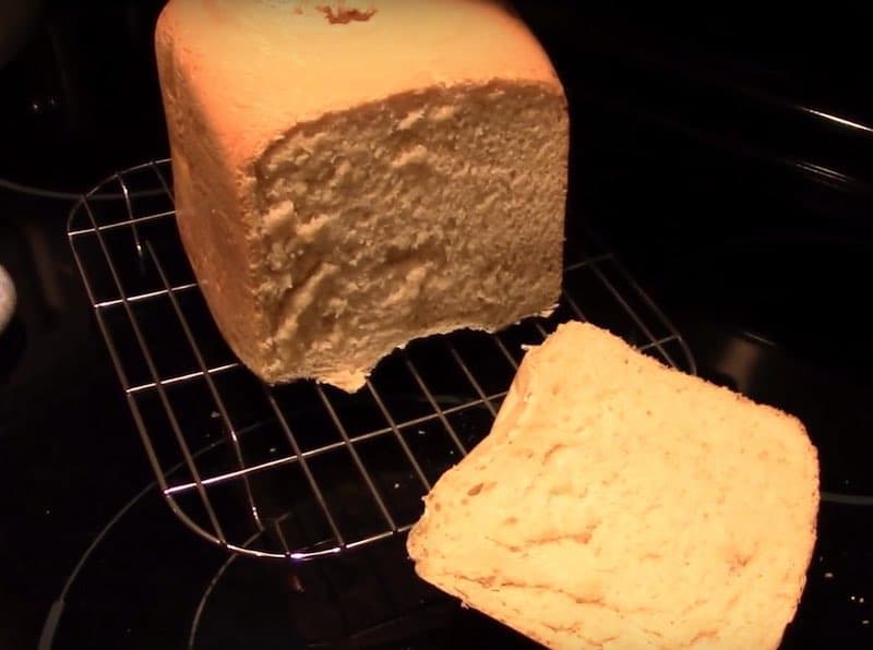 Loaf of bread on cooling rack