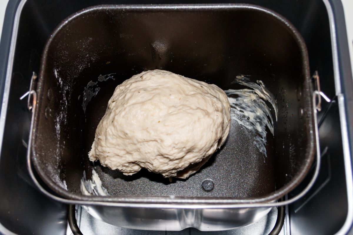 Bread dough in bread maker machine