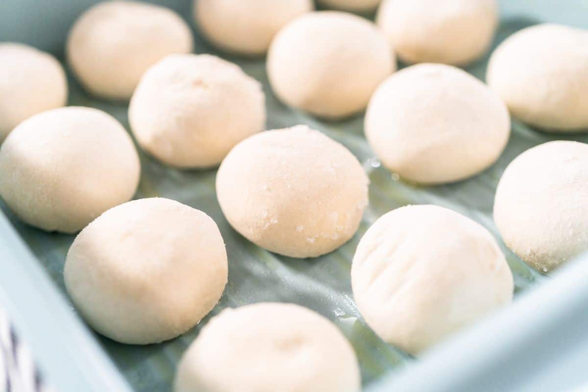 Frozen bread dough on shelf