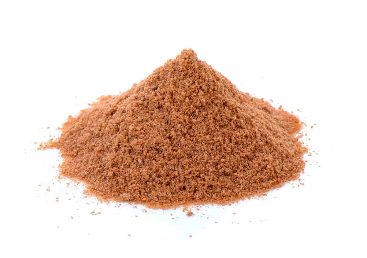 Malt powder on white background