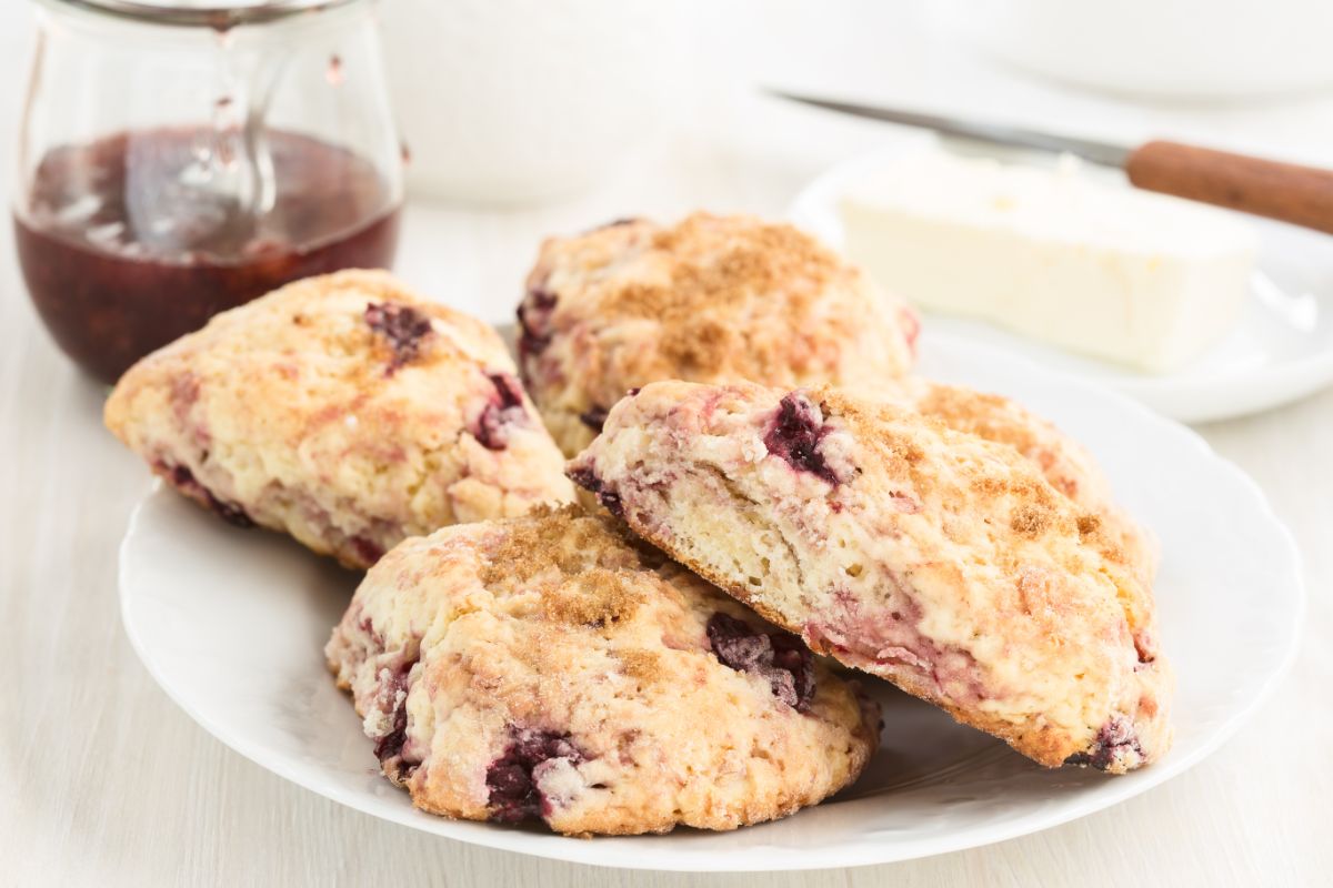 Numch of quick bread on white plate